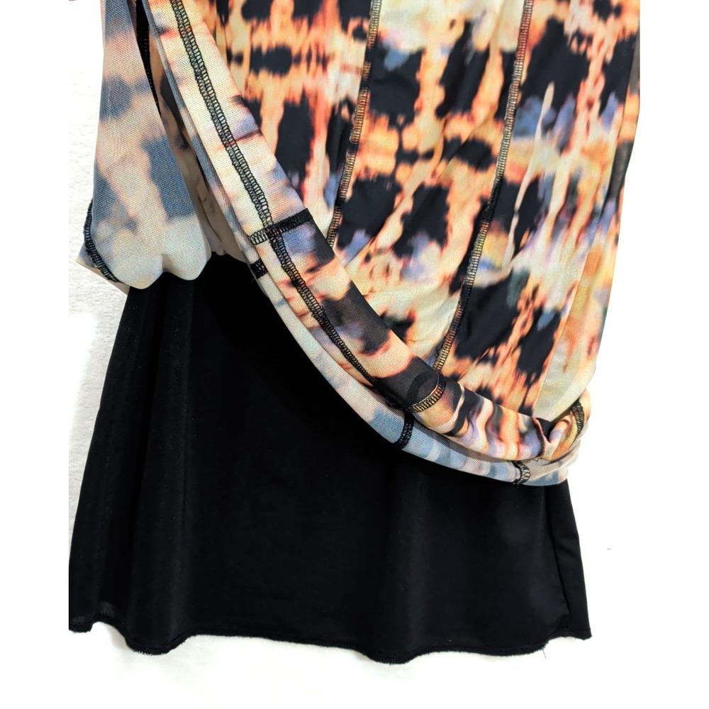 Topshop Midi Skirt Womens 4 Tie Dye Black Brown Indie Sleaze Boho Artsy Grunge - Picture 4 of 10